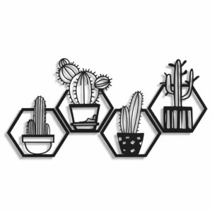 4-Piece Cactus Hexagon Metal Wall Frame_Shop.Prime 1