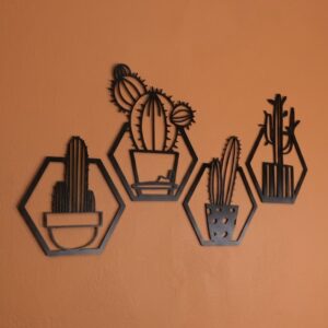 4-Piece Cactus Hexagon Metal Wall Frame_Shop.Prime 2