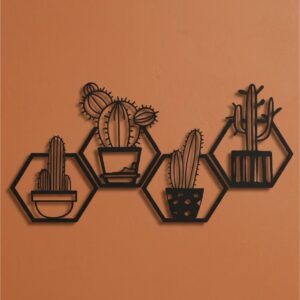 4-Piece Cactus Hexagon Metal Wall Frame_Shop.Prime 3