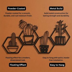 4-Piece Cactus Hexagon Metal Wall Frame_Shop.Prime 5