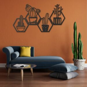 4-Piece Cactus Hexagon Metal Wall Frame_Shop.Prime 99