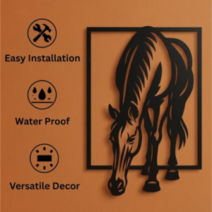 Elegant Grazing Horse Metal Wall Frame_Shop.Prime 4