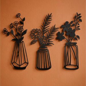 Flower Vase Triptych Metal Wall Art_shop.prime 3