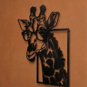 Giraffe Face with Glasses Metal Wall Frame_shop.prime 2