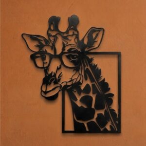 Giraffe Face with Glasses Metal Wall Frame_shop.prime 3
