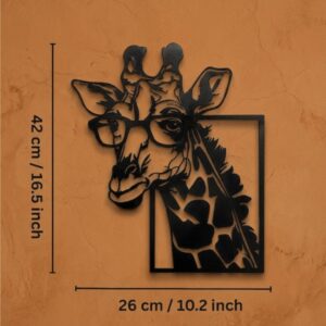 Giraffe Face with Glasses Metal Wall Frame_shop.prime 4