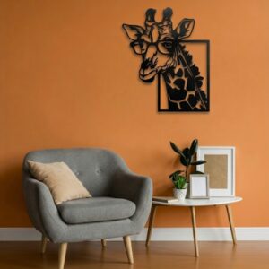 Giraffe Face with Glasses Metal Wall Frame_shop.prime 7